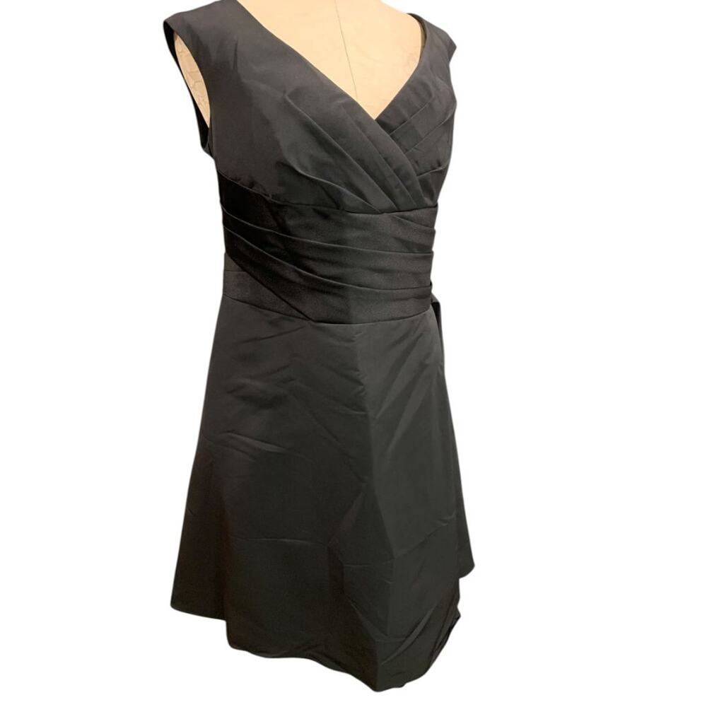 Size 18 Davids Bridal New Black Satin Ruched Waist Dress Knee Length